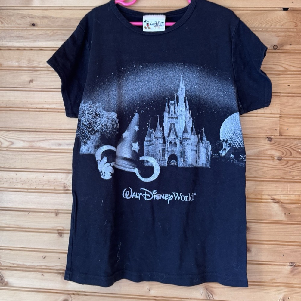 Walt Disney World T-shirt Black Women's Cut XL Glitter Magic Kingdom Florida VTG